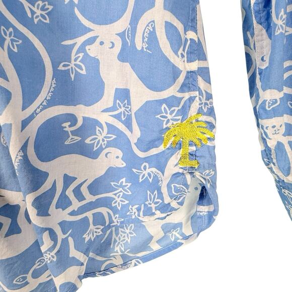 Lilly Pulitzer Size SMALL Button Up Blouse Monkey Print Preppy Shake it Up Beach - Picture 4 of 12